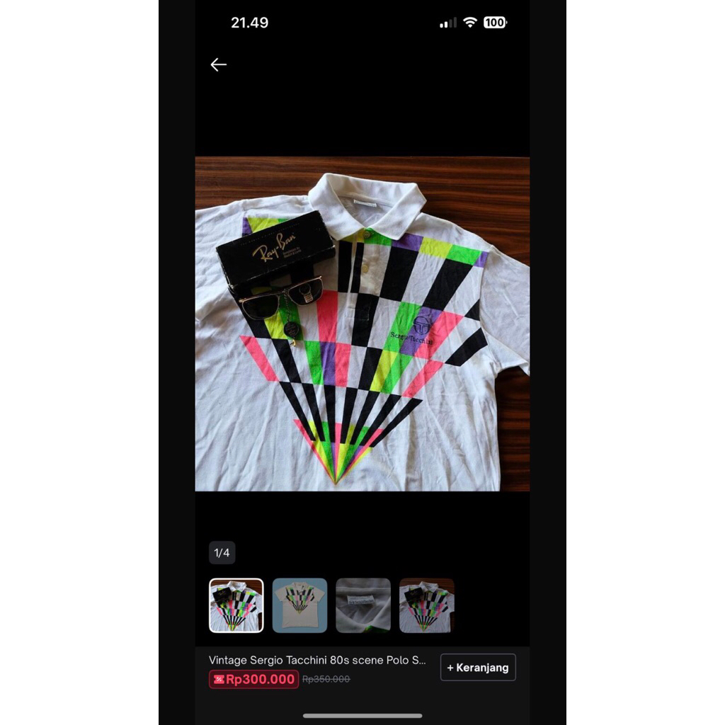 Vintage Sergio Tacchini 80s scene Polo Shirt  Disco room pattern  Mirror ball Disco Stroke Sergio ta