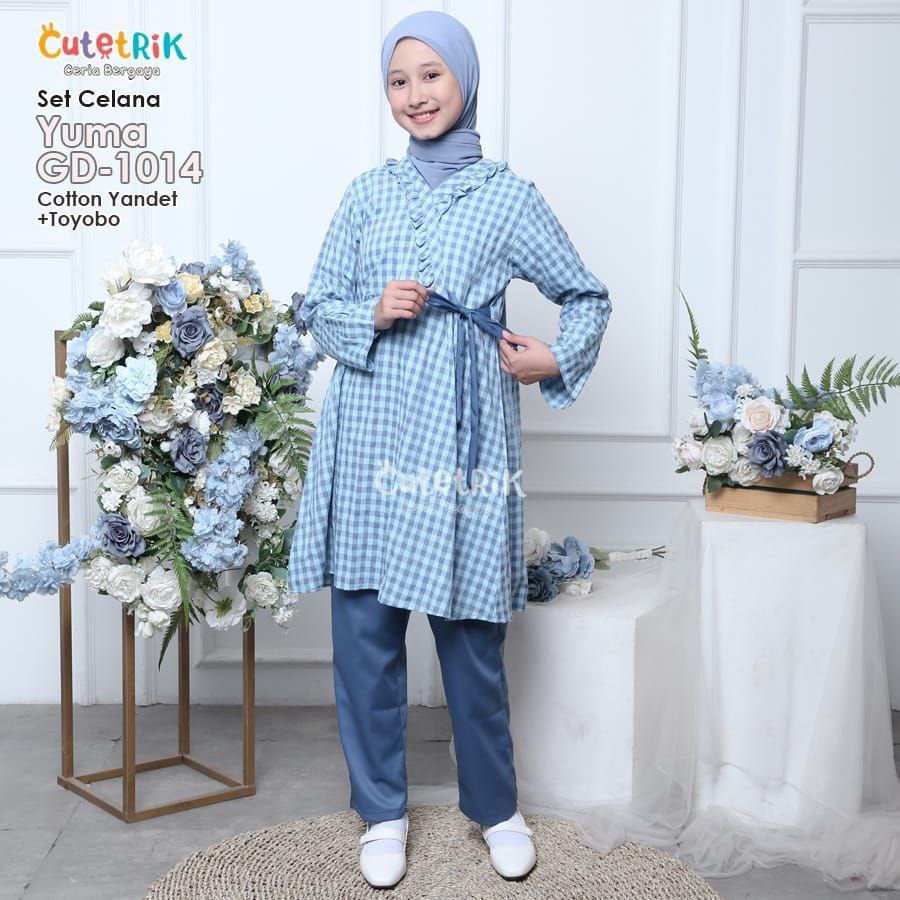 GD 1014 Baju Muslim Setelan Tunik Celana Anak Remaja Perempuan Cutetrik Yuma