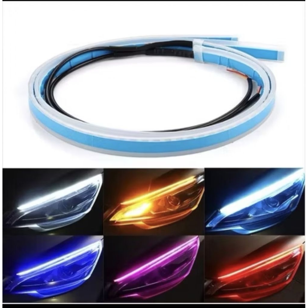 Lampu Alis LED Sepasang welcome DRL running 2 mode 30CM Fleksibel universal vario beat mio j semua m