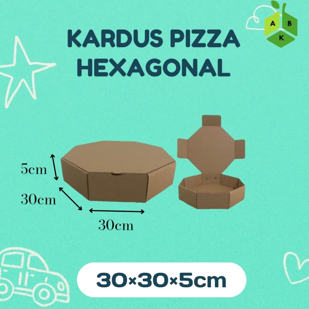 

Kardus Pizza Hexagonal Polos 30×30×5cm