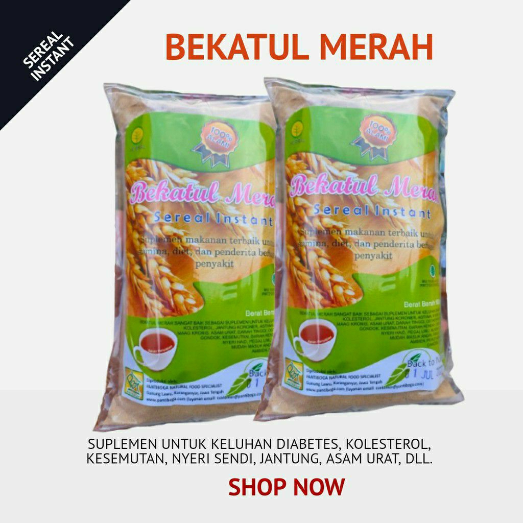 

Bekatul Merah Organik Instan / Sari Beras Merah 500gram CRP setengah kilogram