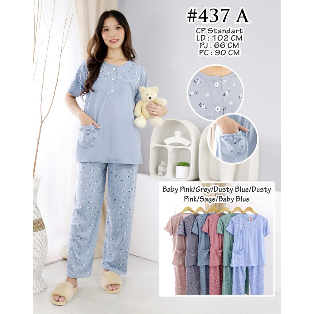 stelan baju tdur bahan katun tangan pendek celana panjang benova / mixy