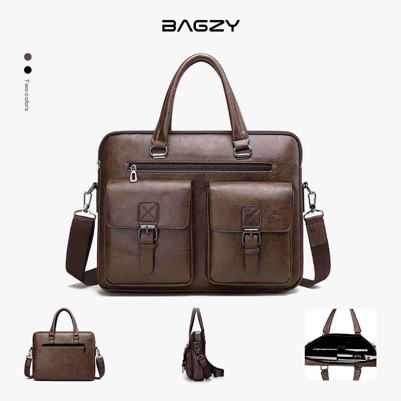 Tas Kerja Pria Kulit 15.6 Inch Laptop Briefcase