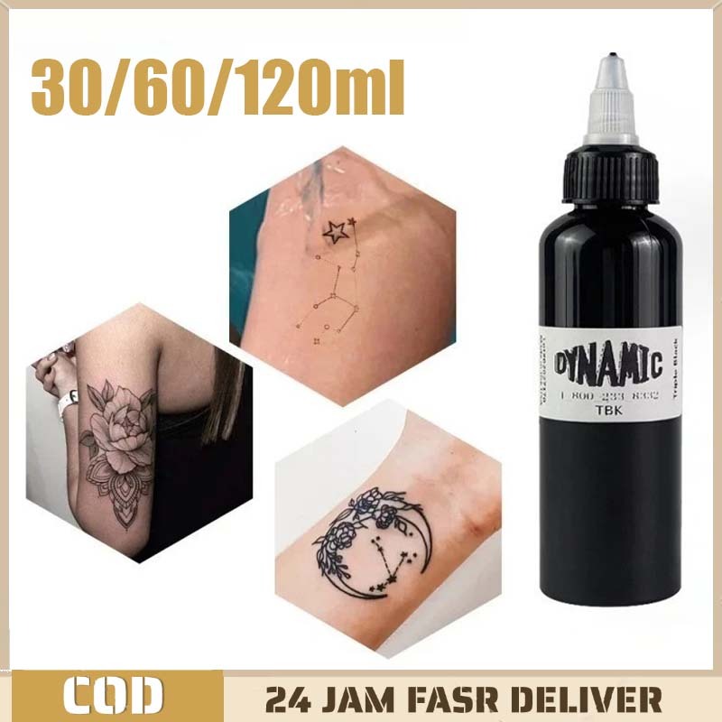 30ml 60ml 120ml Tinta Tattoo Tinta Tato Hitam Dynamic Triple Black Tbk Usa Original Pigmen Tato Hita