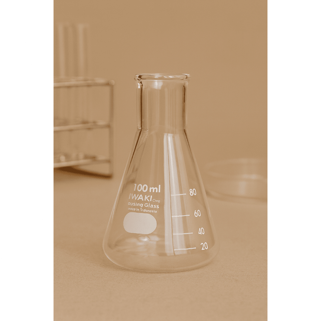 Erlenmeyer 100ml Gelas Laboratorium | Labu Erlenmeyer Kaca Borosilikat | Alat Laboratorium Kimia