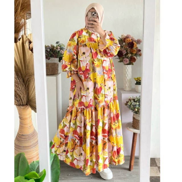 Gamis Adisty rayon mayung lengan balon