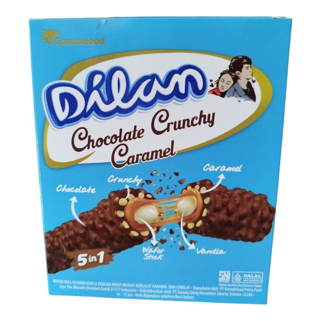 

dilan chocolate crunchy caramel kemasan box isi 12pcs
