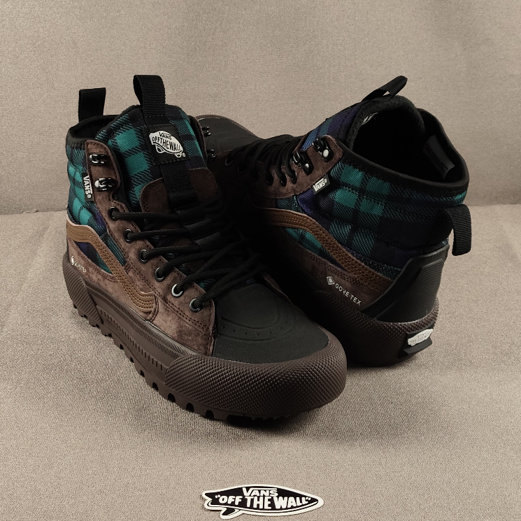 Sepatu Outdoor Hiking High Cut – SK8 HI Gore-Tex MTE 3 Plaid Brown/Green Waterproof Ukuran 39-45