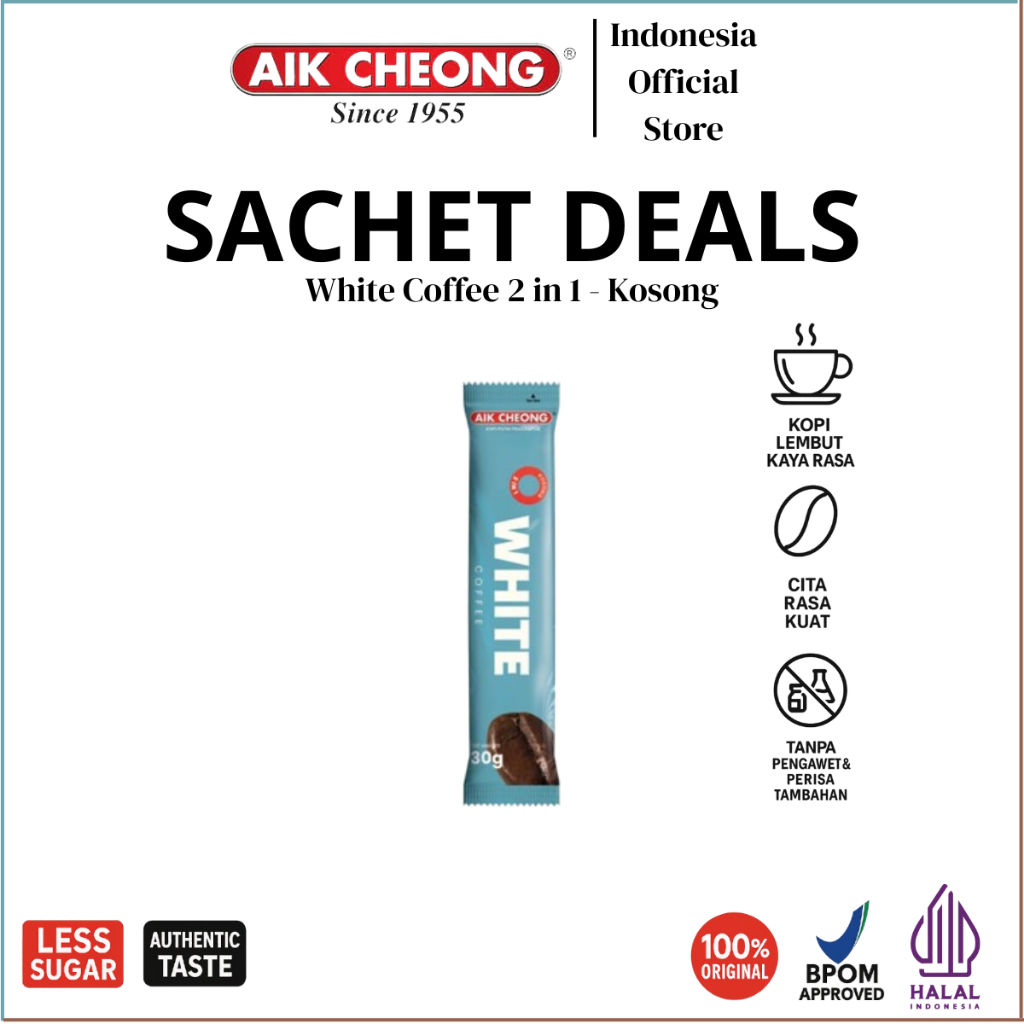 

[1 Sachet] Aik Cheong White Coffee 2in1 Less Sugar (25.5g x 1 Sachets)