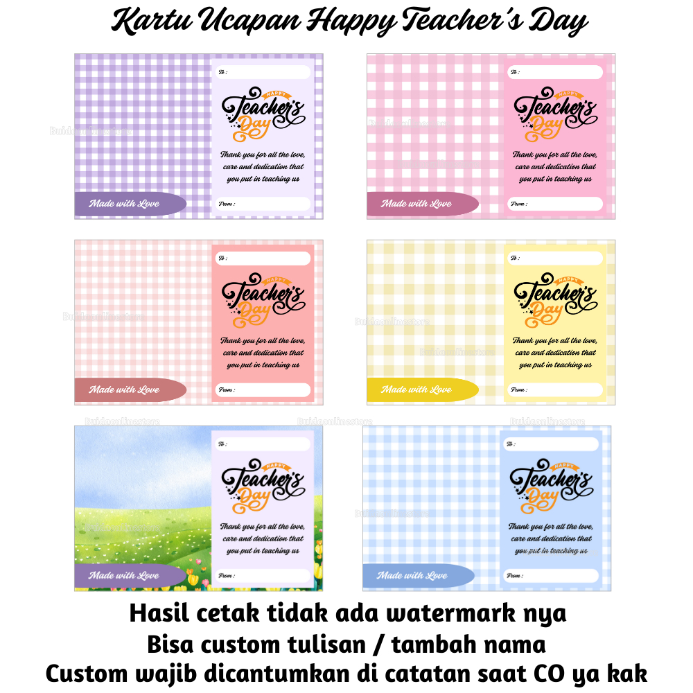 

Kartu Ucapan Happy Teacher's Day label kemasan Kartu Souvenir Selamat Hari Guru hadiah hiasan hampers gift card dekorasi kotak bingkisan kado guru buket bunga snack aksesoris permen candy bookmark hangtag sleeve pin gantungan kunci magnet