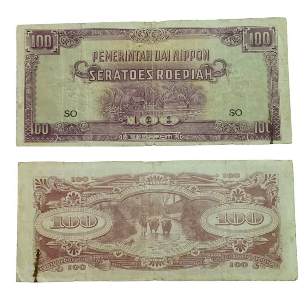 Uang Kuno Dai Nippon 100 Rupiah Kerbau Tahun 1944