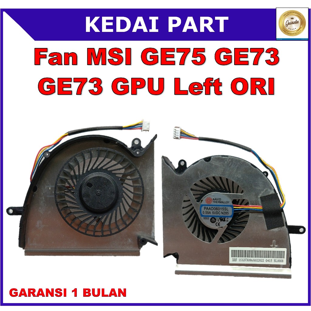 Fan MSI GE75 GE73 MS-16P1 GP73 GL73 GE75 GP75 GL75 WE75 GPU Left ORI