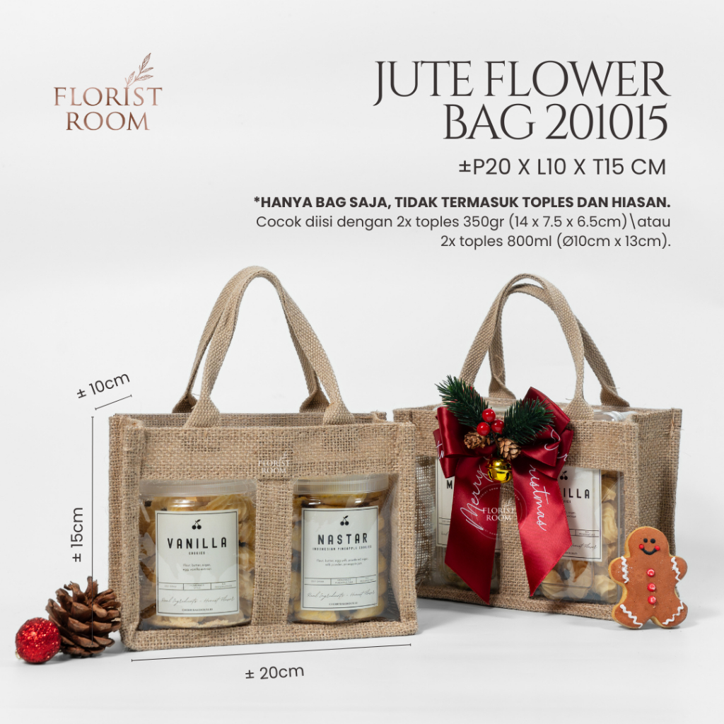 

HANYA TAS - Jute Flower Bag 201015 - Kantong Goni - Tas Hampers - Kado - Hadiah - Box Kue
