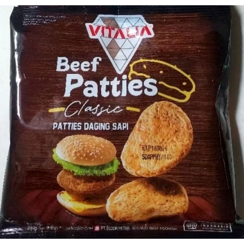 

Vitalia Beef Patties Classic isi 6 pcs / Patties Daging Sapi / Patties Isian Burger