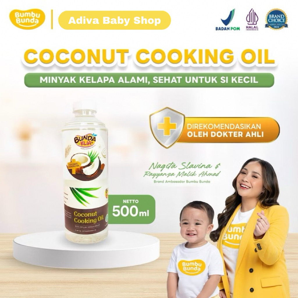 

Bumbu Bunda Elia Coconut Cooking Oil 500ml - Minyak MPASI | BB Booster | Lemak MPASI | Minyak Kelapa