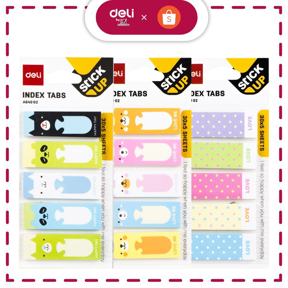 

Deli Memo Tempel - Paper Index Tabs Sekolah 5×30sheets EA64002