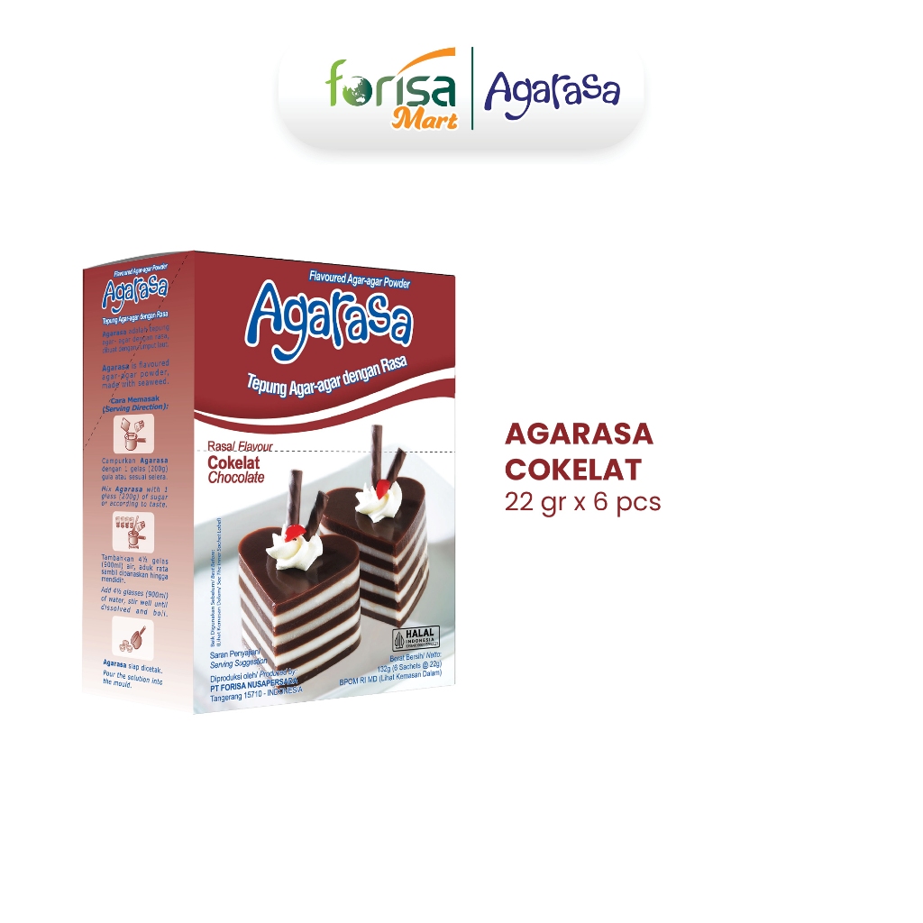 Agarasa Agar-Agar Rasa Coklat 22gr Box - 6  Sachet