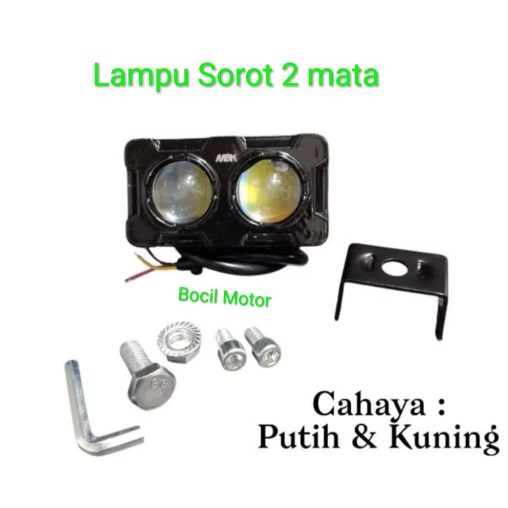 Lampu Sorot Tembak 2 Mata Led Putih - Kuning Universal Bisa Buat Motor/Mobil Waterproff