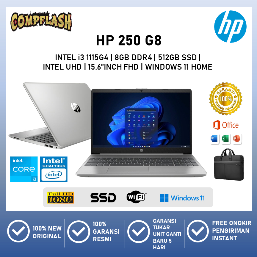 HP 250 G8 INTEL CORE i3 1115G4 8GB 512GB SSD WINDOWS 11 15.6FHD