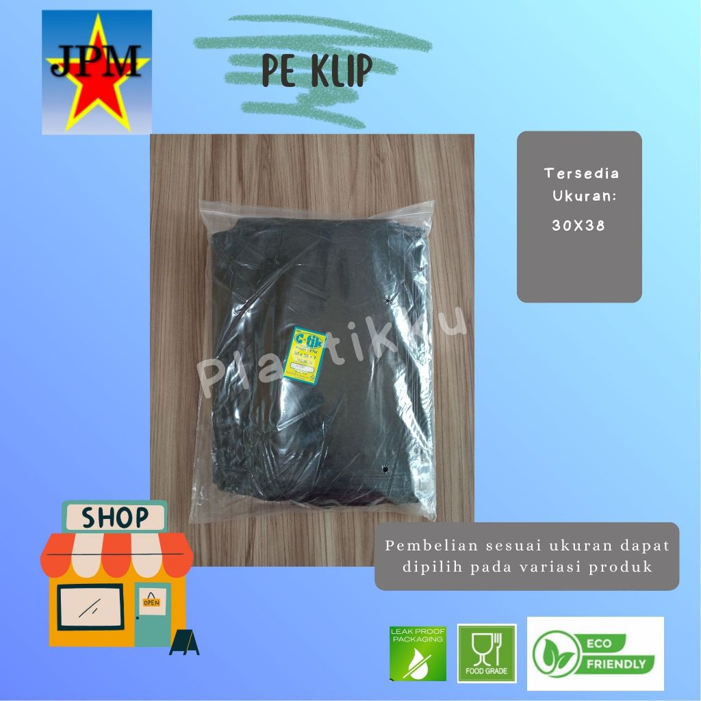 Plastik Klip Plong Hitam 30X38 / Klip Plong Hitam / Plastik Plong Hitam / Plastik Cetik Hitam / Plas