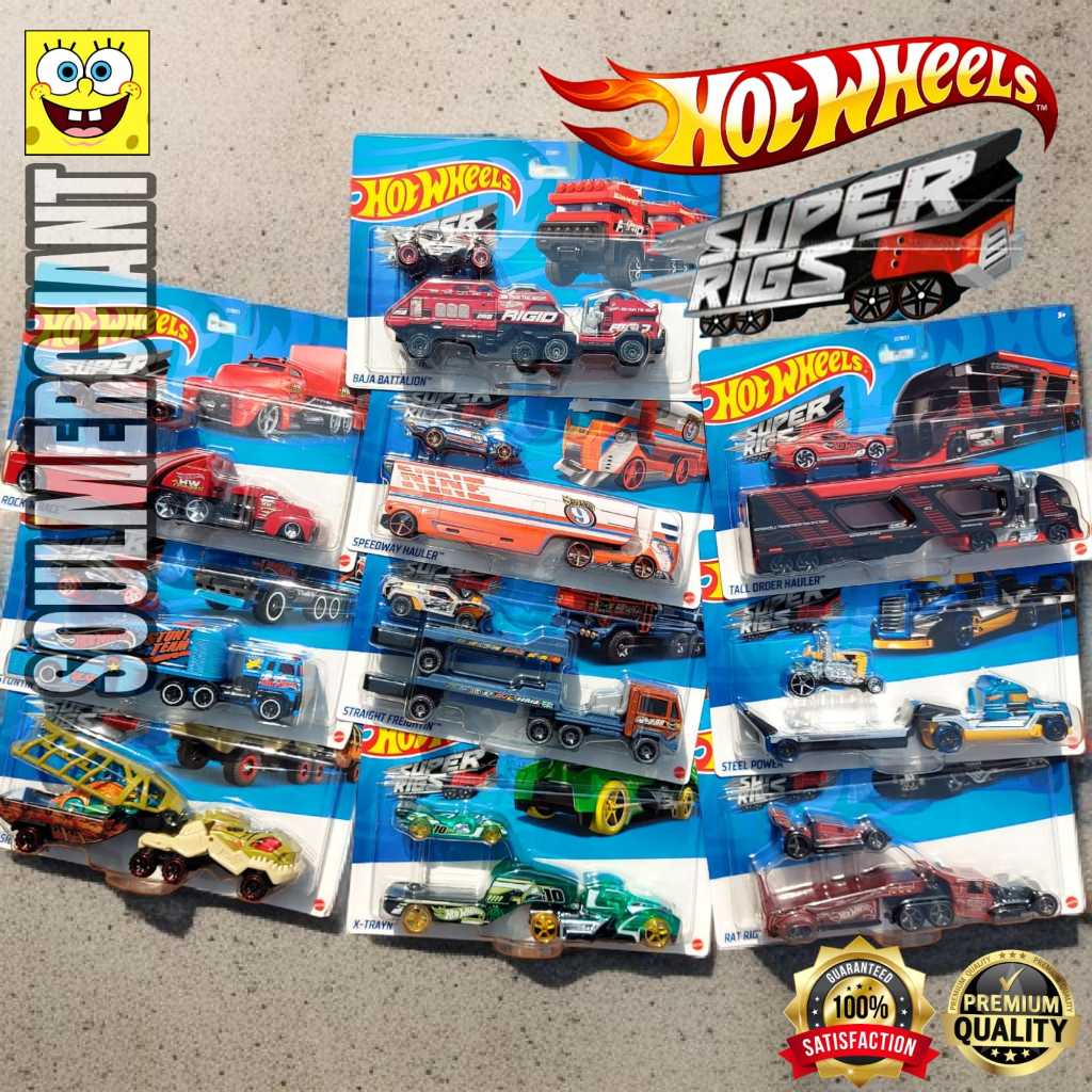 Hot Wheels Super Rigs Transport Trailer HW Park n Play Rock n Race Foss1l Freight Stuntin Semi Murah