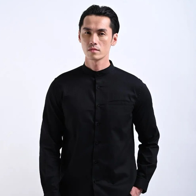 Heymale Clagary Collarless Shirt Long Sleeve Kemeja Pria Lengan Panjang