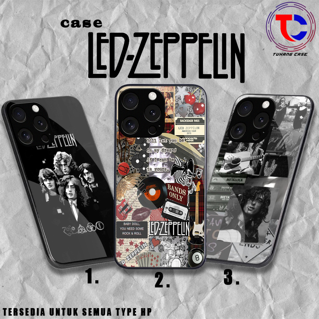 Softcase Glass Led-Zeppelin  - Softcase Glossy - Softcase Kaca  Iphone samsung xiaomi redmi oppo ite