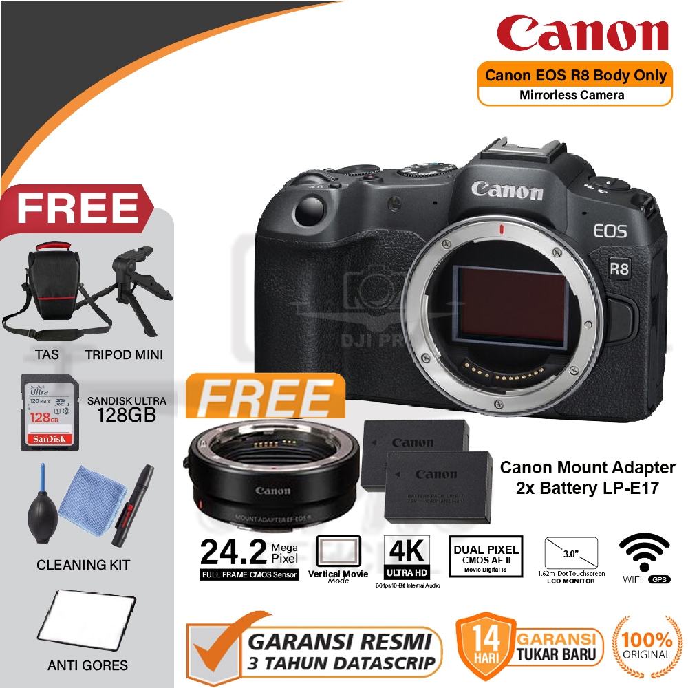 Canon EOS R8 Body Only Mirrorless Camera EOS R 8 Bodi Resmi Datascrip