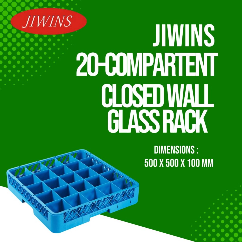 Jiwins CS-20 25-Compartment Closed Wall Glass Rack Dimensions : 500 x 500 x 100 mm