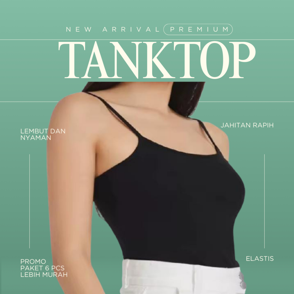 ISI 6pcs Tanktop tali kecil korea tanktop tali besar / tanktop wanita dewasa / tanktop jumbo Terbaru