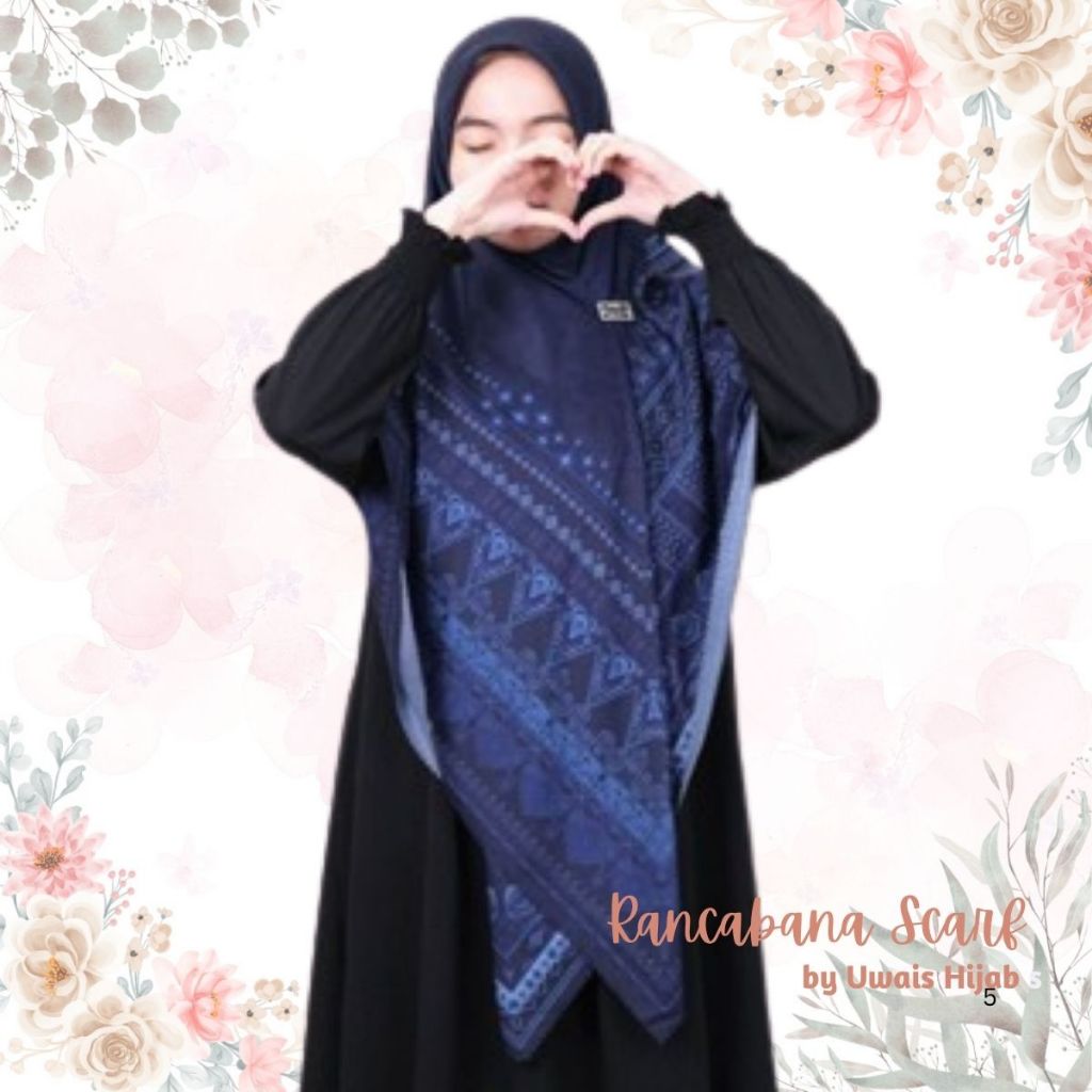 Hijab Voal Motif Jumbo 130 x 130 Kerudung Segi Empat Persegi Rancabana Scarf  By Uwais Hijab