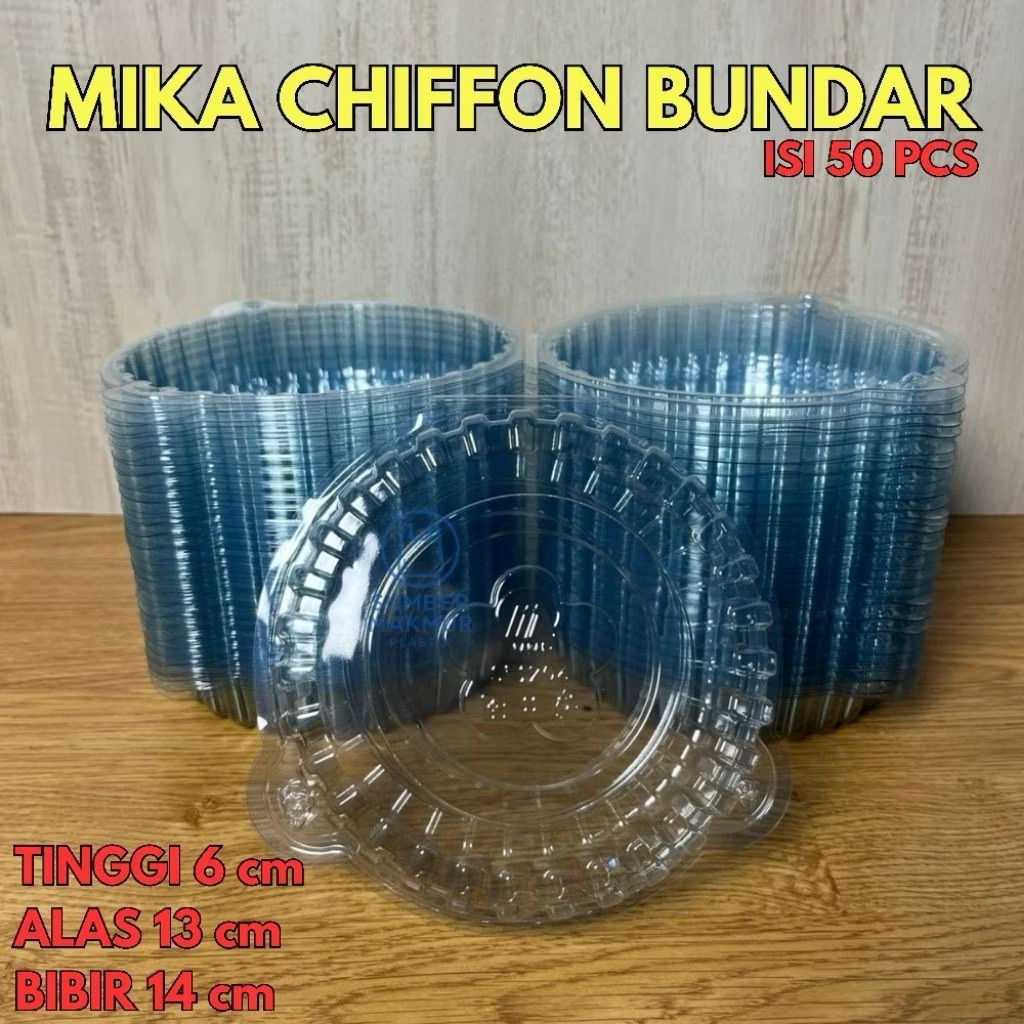 Mika Kue Bolu Bulat Sifon 12 cm Tinggi 6 cm/ Mika SF 1206 Tinggi 6 Cm / Mika Chiffon Bundar Isi 50