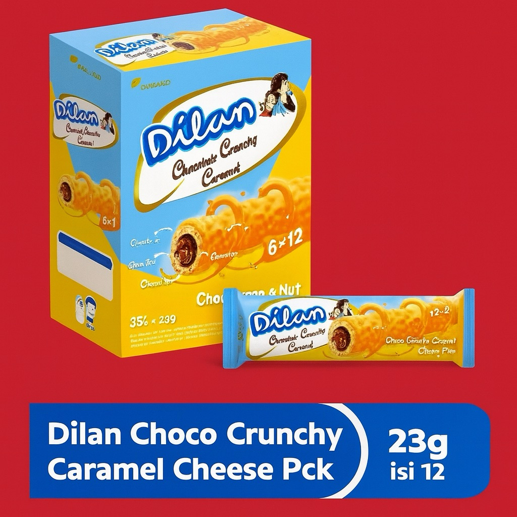 

Dilan Choco Crunchy Caramel Cheese – 23g x 12 pcs | Cokelat Keju Karamel Renyah
