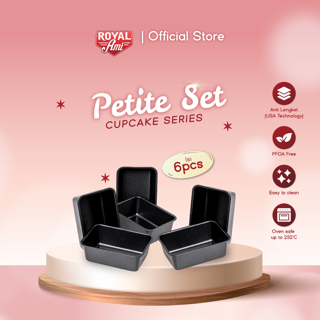 Royal Ami Cetakan Kue Loaf Pan Anti Lengket Cup Petite Set Non Stick