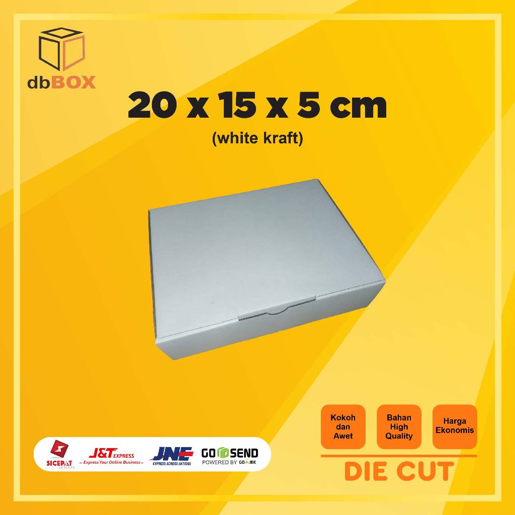 

Kardus WHITE KRAFT 20x15x5 cm | Box Die Cut dan Easy Usage | Box Snack & Aksesoris