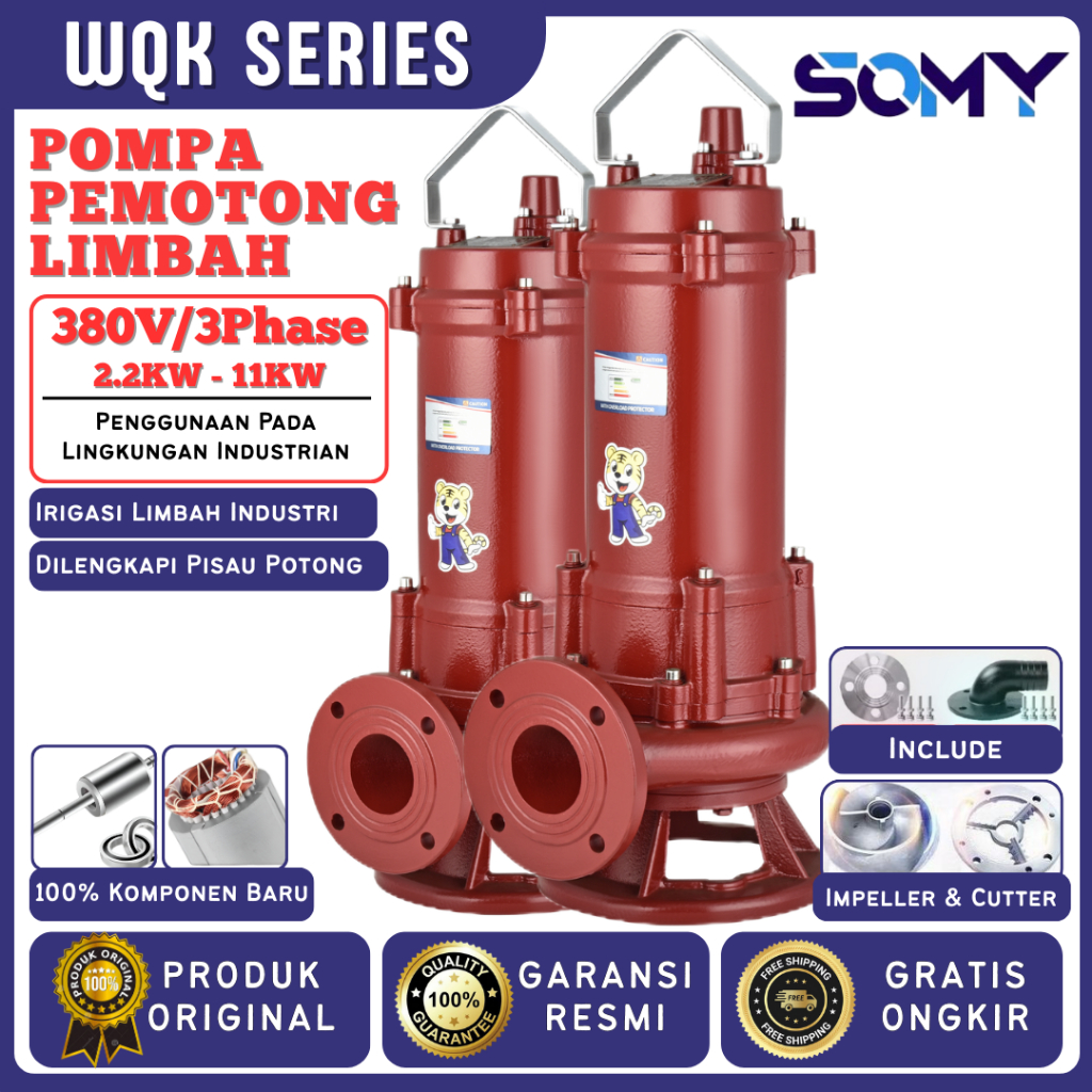 Somy Pompa Celup Air Kotor 2.2 KW-11KW Stainless Lumpur Mesin Pemotong Pompa Industri Pompa Pabrik