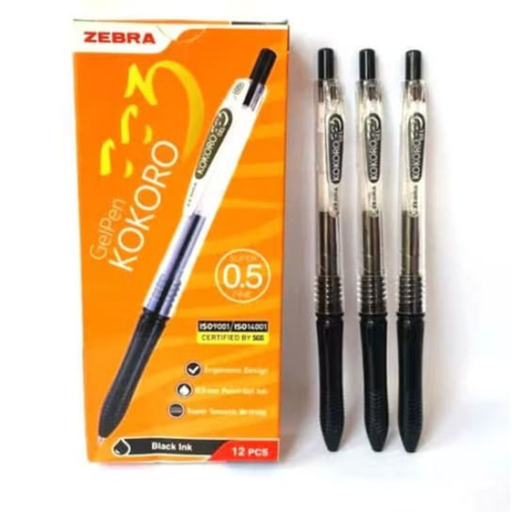 

(1Pack) Bolpen Kokoro Hitam isi 12pcs Bonus 1pcs
