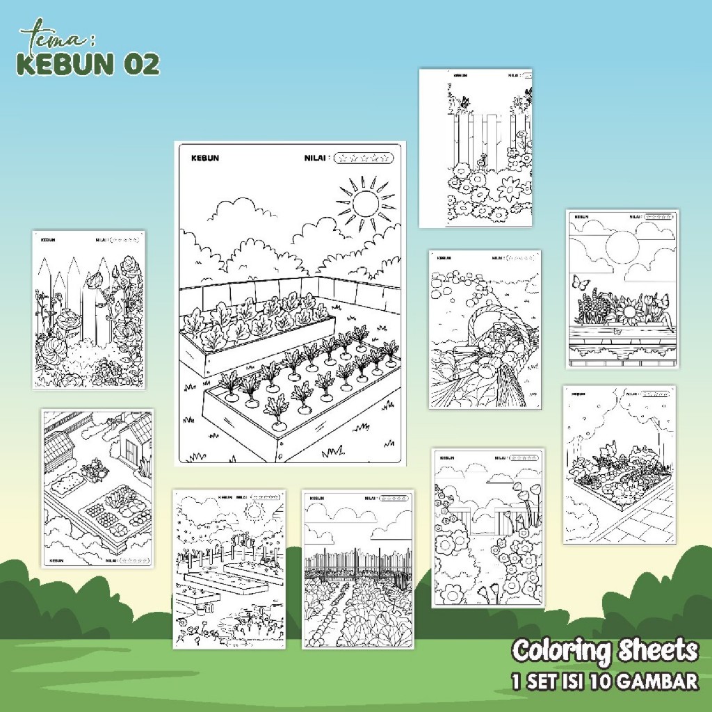 

(KEBUN 02) KERTAS MEWARAI ANAK UKURAN A4 - LEMBAR MEWARNAI MURAH READY STOCK - COLORING SHEETS ANAK PAUD/TK