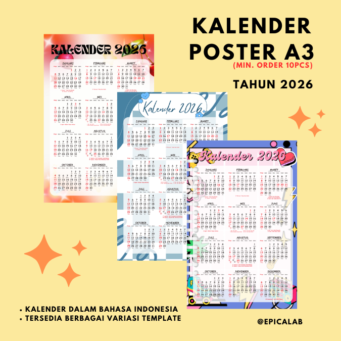 

[A3+] Kalender Poster - Kalender 2026 12 bulanan