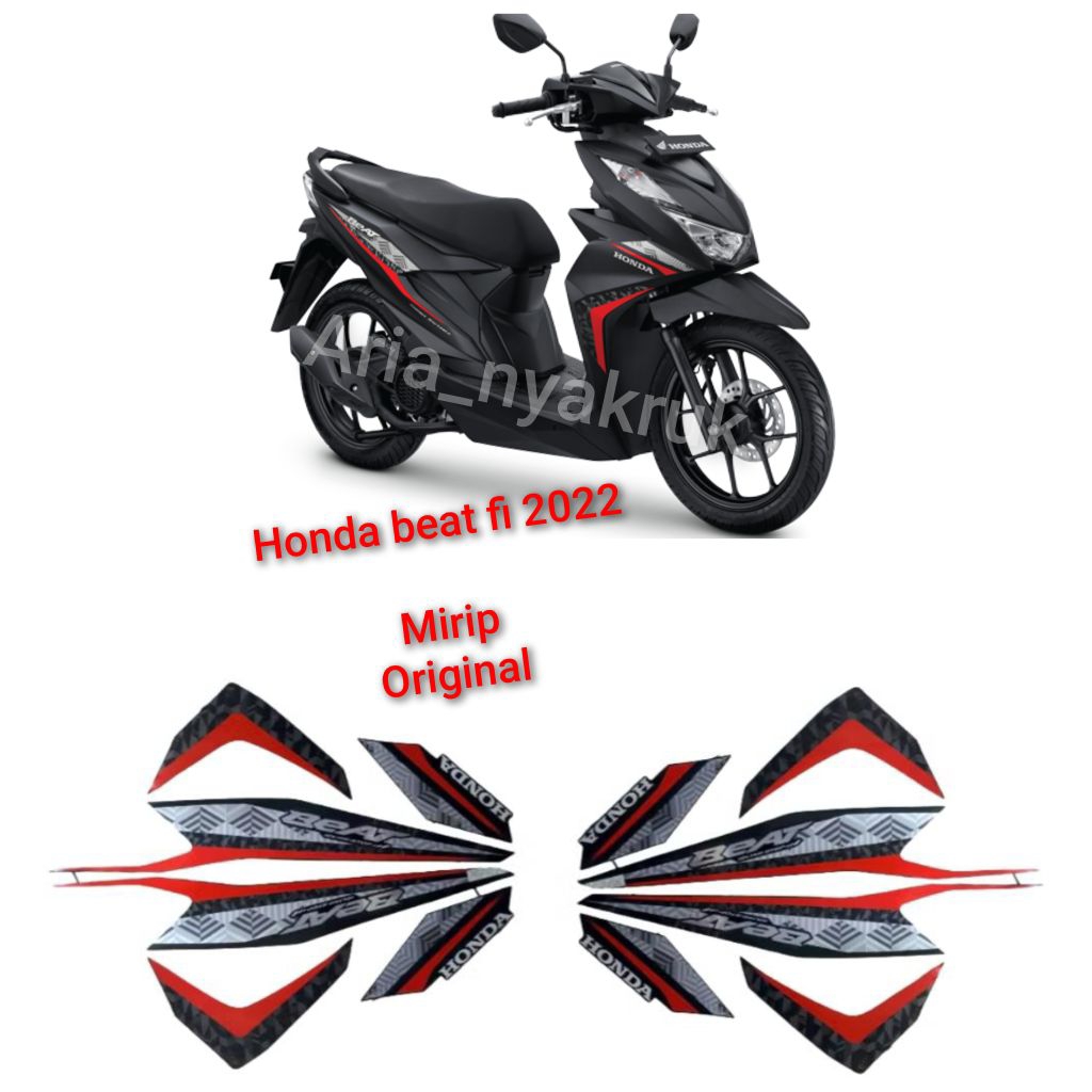 striping Honda beat fi 2022 black liat merah