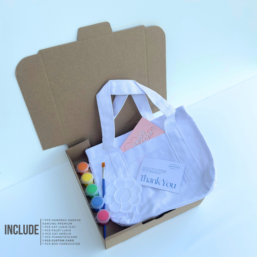 

DIY Hampers Melukis Handbag Jinjing | Paket Cat Akrilik Lengkap | Kado Ulang Tahun | Giftbox Spesial