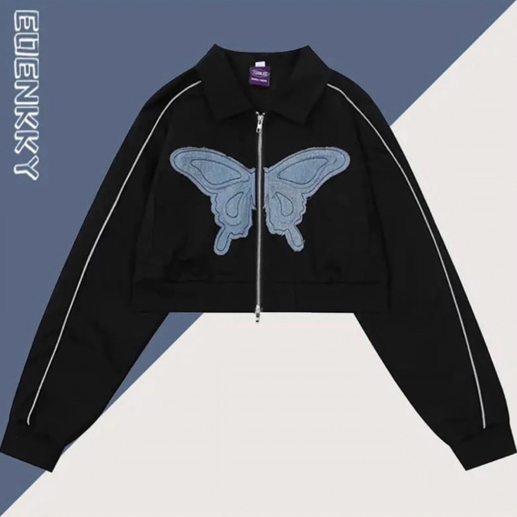 amle's - Newyork Collar Croope Sweater Wanita Tali Serut Crop