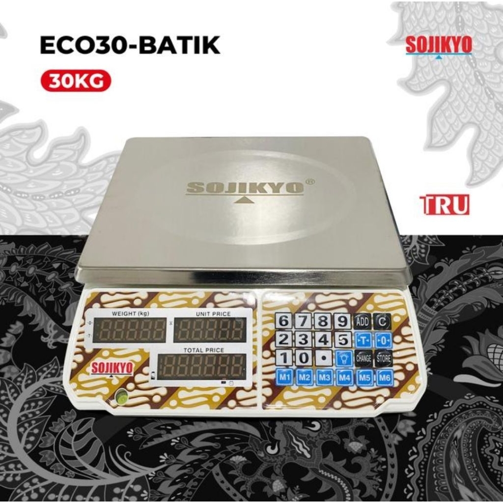 SOJIKYO TIMBANGAN DIGITAL MEJA LAUNDRY BUAH SEMBAKO 30KG BATIK SOJIKYO