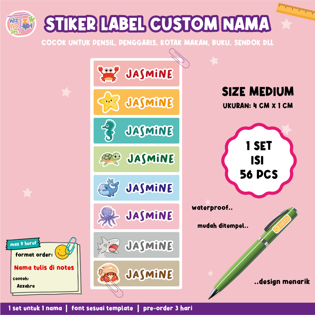 

Stiker Label Nama Custom Waterproof SIZE MEDIUM