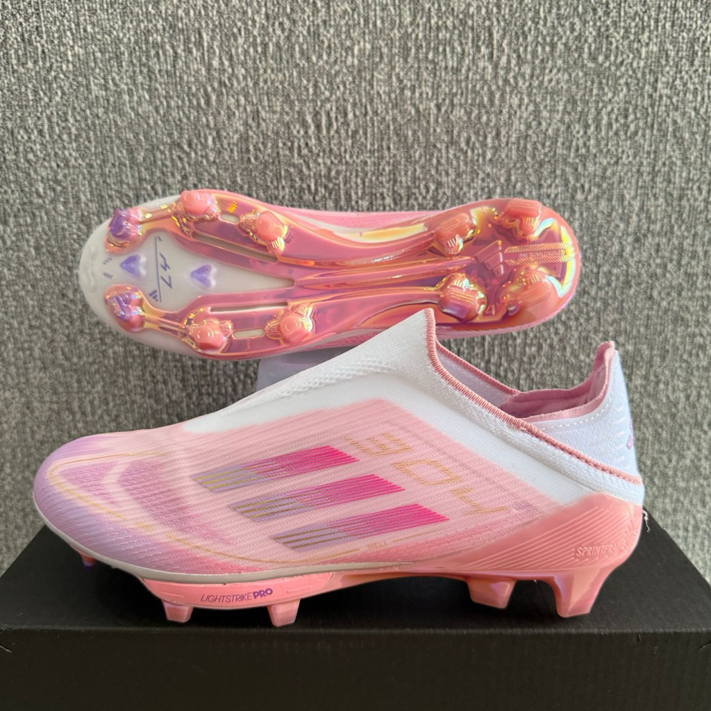 SEPATU BOLA F50 PINK TANPA TALI