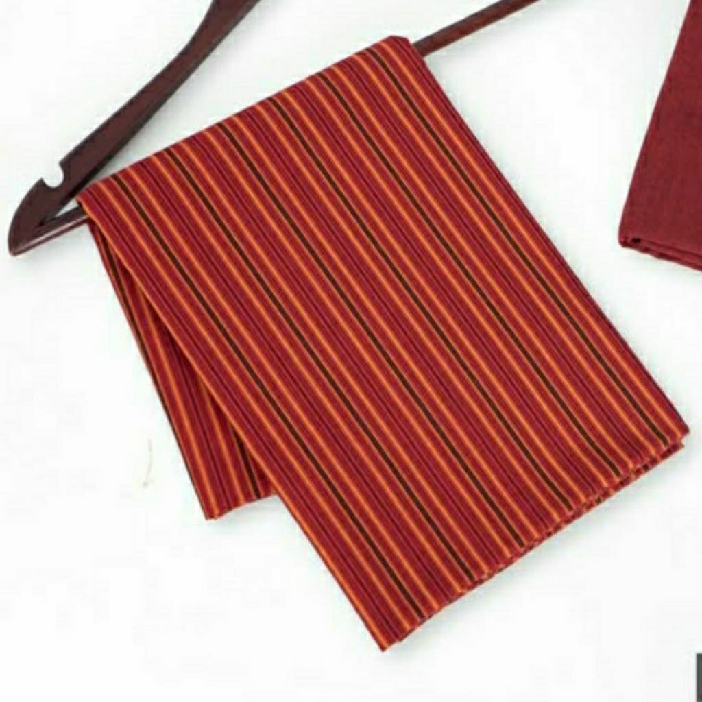 Kain Lurik Merah Kuning / Batik Lurik Merah Cerah/ Lurik Asli Tenun Halus