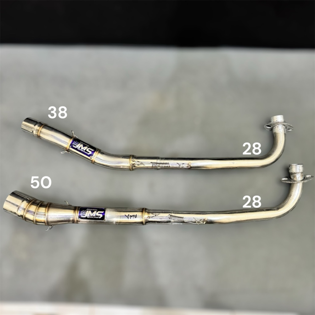 Leher knalpot bebek ori jms logo blue  inlet 50 dan 38