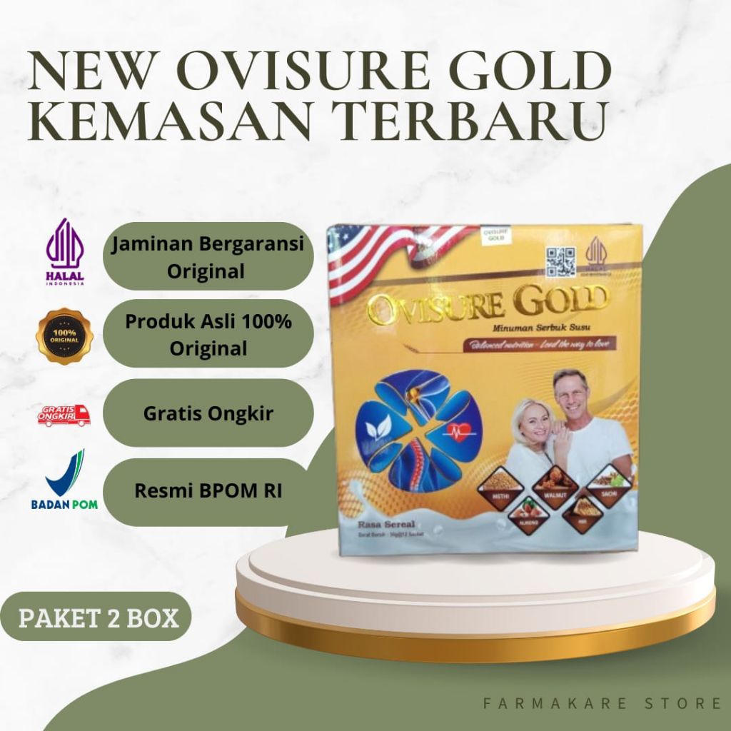 

(PAKET 2 BOX) Ovisure Gold Kemasan Terbaru Susu Untuk Tulang Dan Sendi Original