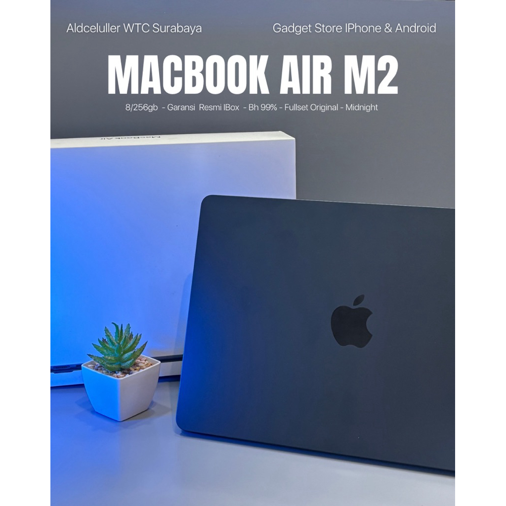 macbook air m2 8/256 midnight garansi resmi second