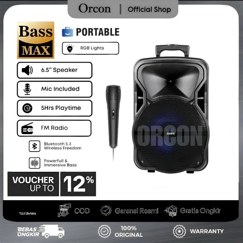 Speaker Bluetooth Karaoke Super Bass Ukuran Besar Subwoofer Louspeker Salon Aktif Jumbo Portable